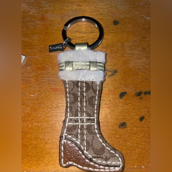Coach Handbags - Vintage Coach Brown Signature Sherpa Winter Boot Keychain